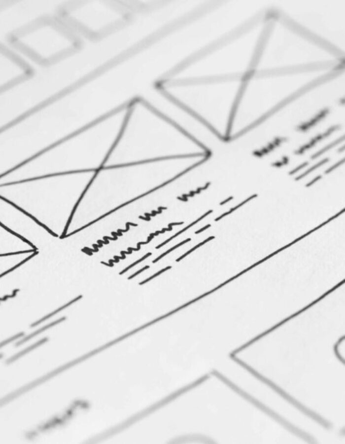 Wireframe sketch and website layout planning for modern web design projects