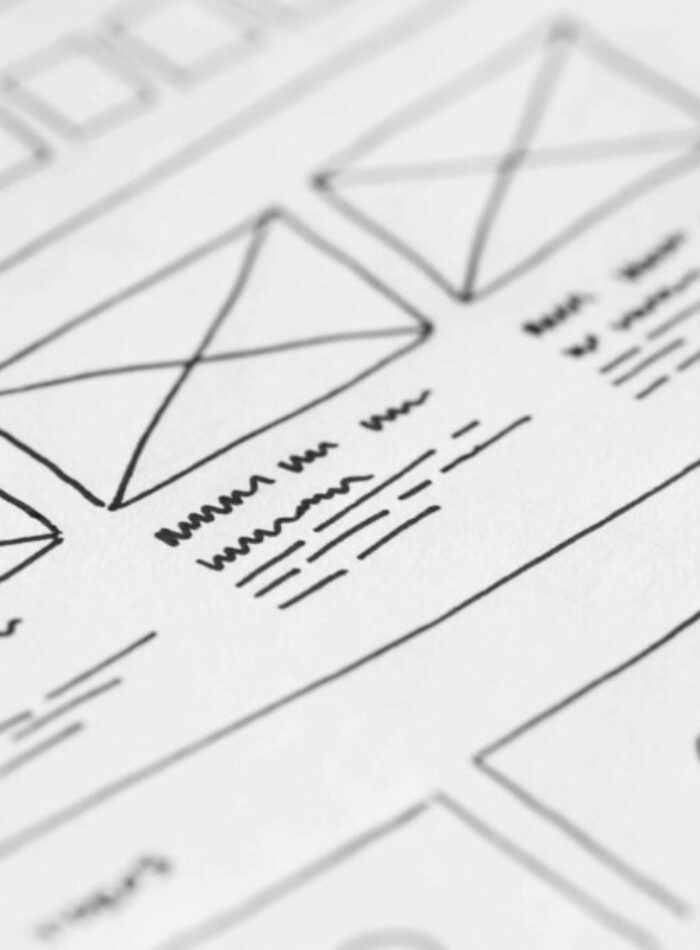 Wireframe sketch and website layout planning for modern web design projects